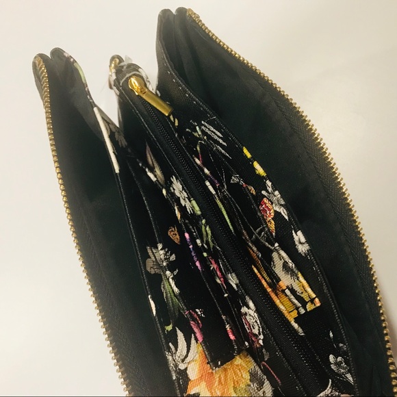 BLACK FLORAL CROSSBODY w/ shoulder &wristlet strap - Picture 6 of 8